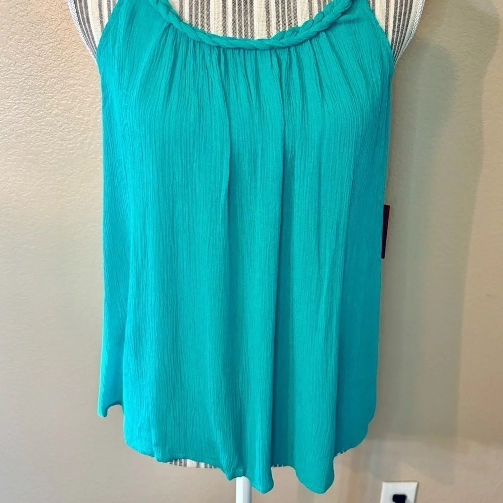 NWT Mossimo Tank Top XS Teal / Jade Green Braided Straps Rayon Boho - Picture 4 of 13
